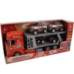 Camion de transport à friction Paris/Dakar + 4 véhicules 44 cm