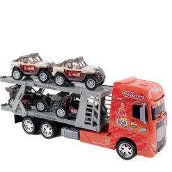 Camion de transport à friction Paris/Dakar + 4 véhicules 44 cm