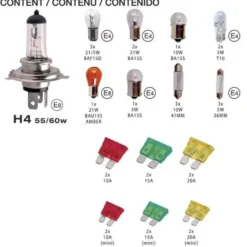 Coffret 16 ampoules H4 + 12 fusibles - Evo