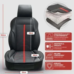 Couvre siege pvc potenza noir/rouge - SWISSDRIV