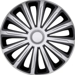 4 enjoliveurs CAR+ Alaska 16 pouces Noir/Argent