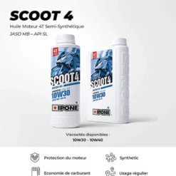 Huile Moteur 4 Temps Semi-Synthétique SCOOT 4 10W40 - IPONE