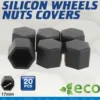 Protection silicone ecrous roue noir 17mm 20pcs - CAR+