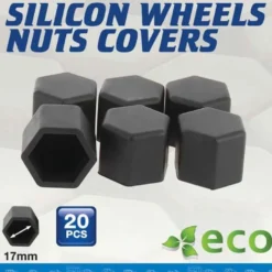 Protection silicone ecrous roue noir 17mm 20pcs - CAR+