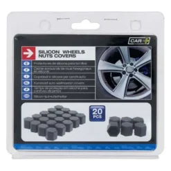 Protection silicone ecrous roue noir 17mm 20pcs - CAR+